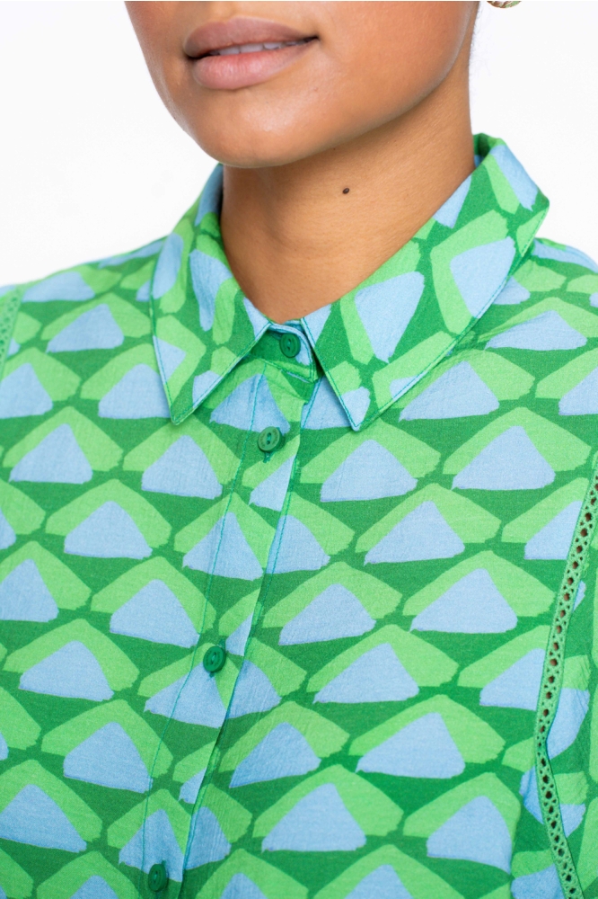 BLOUSE MET PATROON 53458 20 000530 GREEN/BLUE